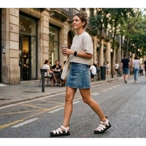 Dr. Martens Blaire Strappy White Leather Chunky Platform Lug Sole Sandals Sz 7 L